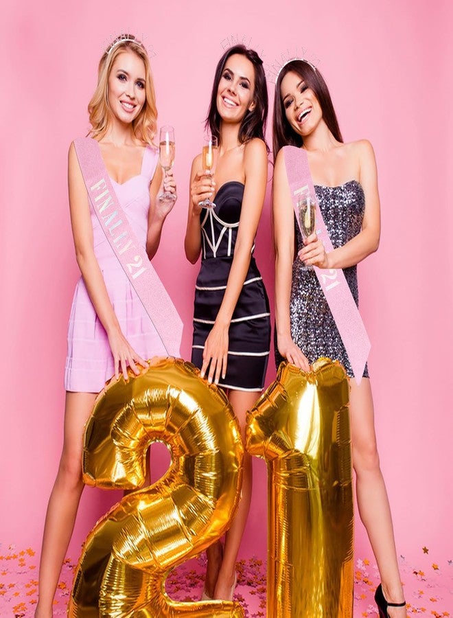 Semato 21st Birthday Sash & Rhinestone FINALLY 21 Birthday Headband Kit- Pink 21st Birthday Decorations for Her - Image 4